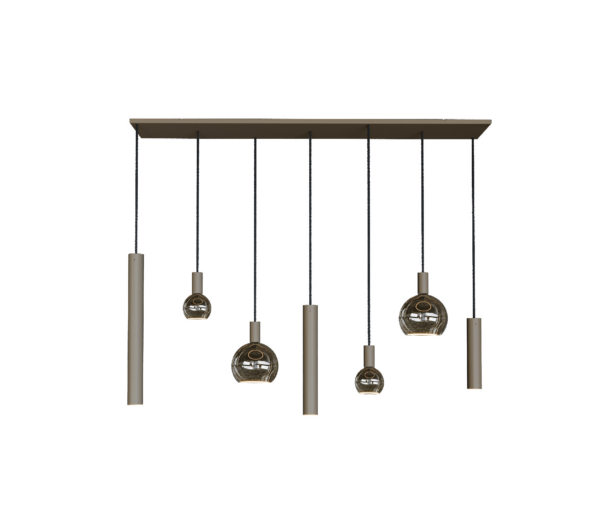 Riva hanglamp recht 145cm - 7 lichts Quartz
