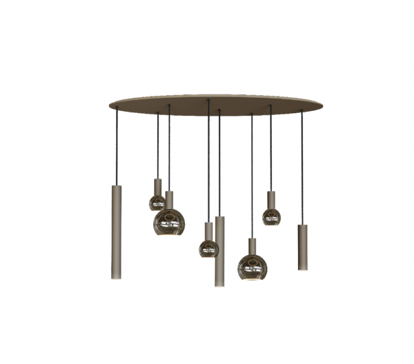 Riva hanglamp ovaal 140cm - 8 lichts Quartz